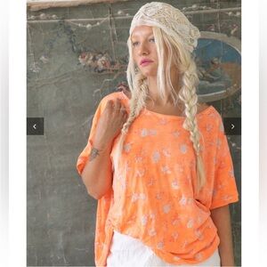 Magnolia Pearl Cotton Jersey Nectar Floral Tee with hand fading/distressing